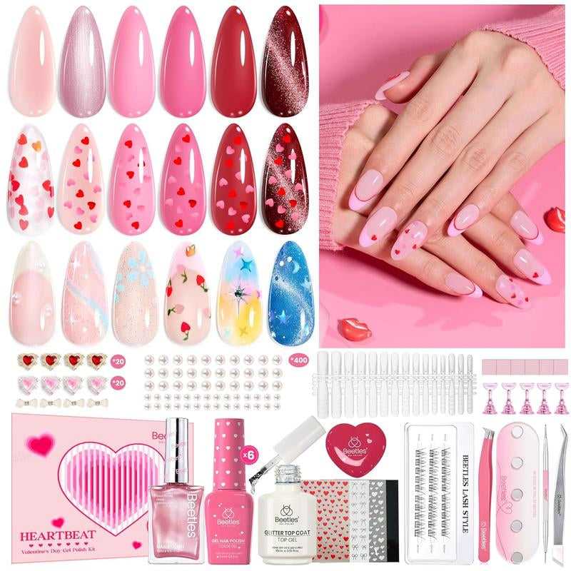 【Valentine'S Day Limited Edition】Beetles 2025 HEARTBEAT Gel Nail Polish Kit, Best Gift Choice for Women and Girls