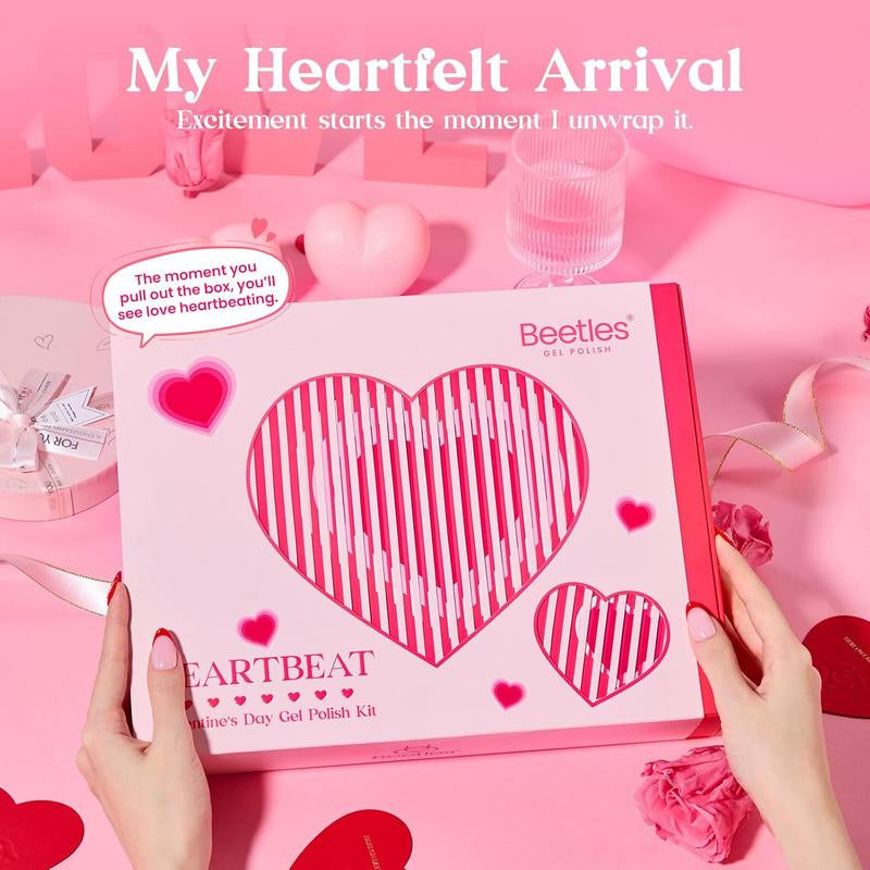 【Valentine'S Day Limited Edition】Beetles 2025 HEARTBEAT Gel Nail Polish Kit, Best Gift Choice for Women and Girls