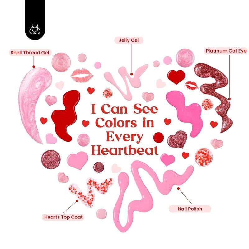 【Valentine'S Day Limited Edition】Beetles 2025 HEARTBEAT Gel Nail Polish Kit, Best Gift Choice for Women and Girls